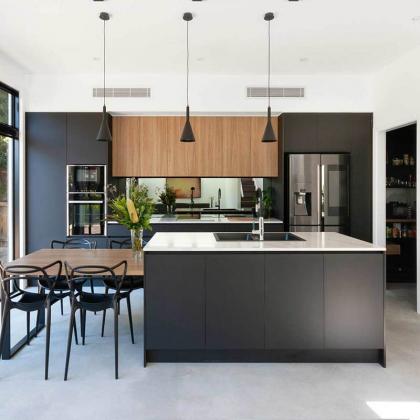 Dark grey Australia style kitchen cabinet