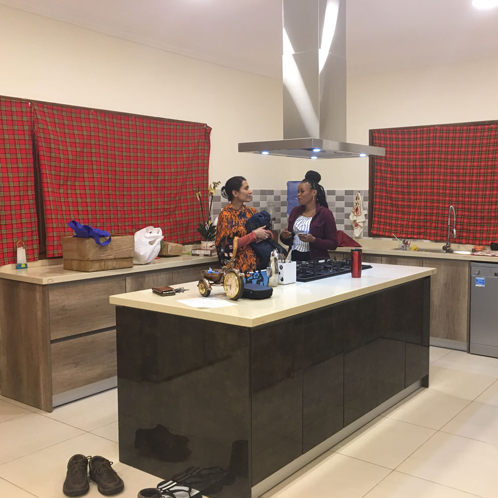 Tema,Accra,Ghana,UV lacquer modern high gloss wood grain customized kitchen cabinet